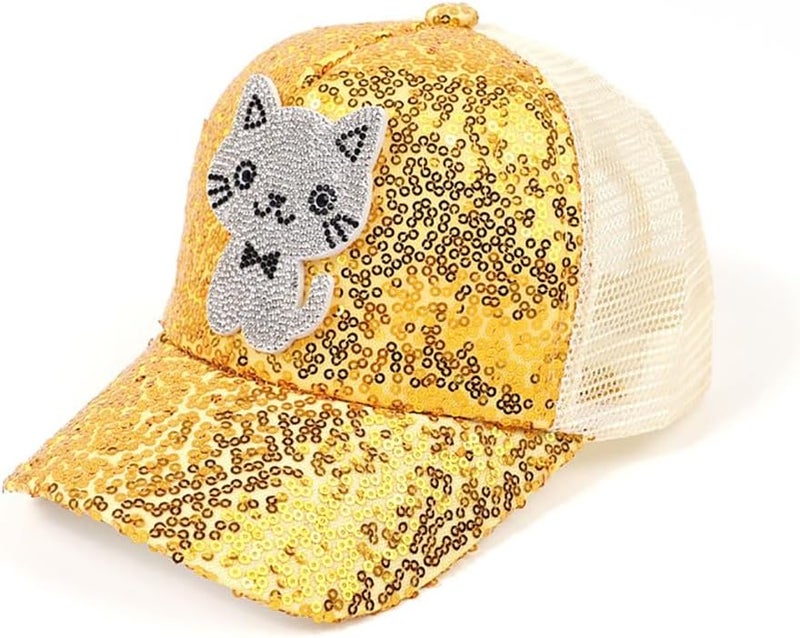 Dot Kids Cat Ear Baseball Cap Girls Cute Kitty Adjustable Snapback Trucker Hat for Summer Sport Travel Hiking 2-15Y - Image 1